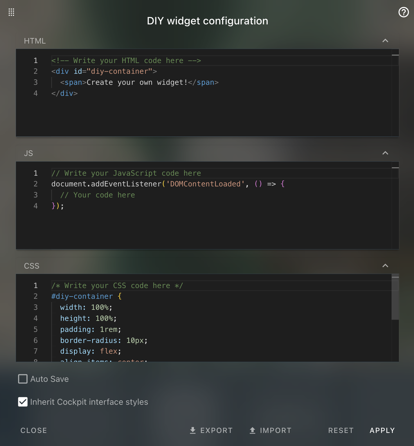 Diy Widget Config